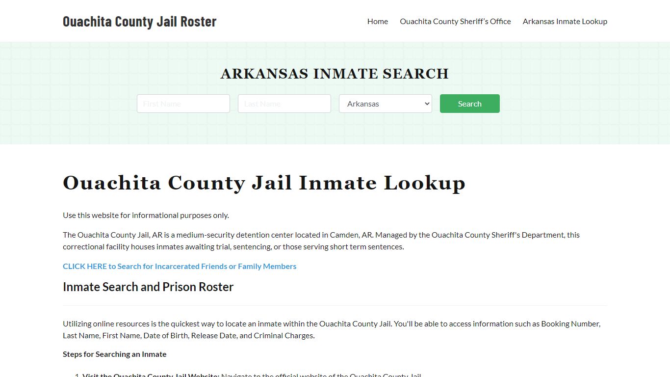 Ouachita County Jail Roster Lookup, AR, Inmate Search