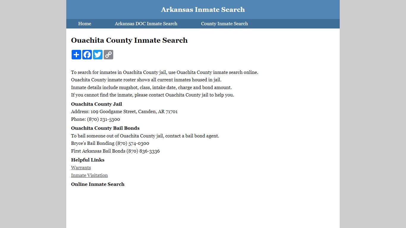 Ouachita County Inmate Search